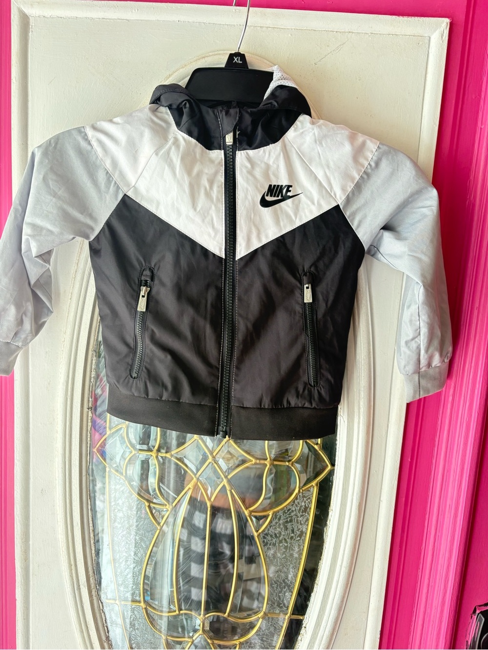 Nike Kids Black & White Hooded Windbreaker Jacket